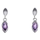 925 Sterling Silver Amethyst Drop Stud Earrings