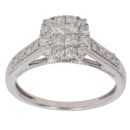 9ct White Gold 0.50ct Brilliant And Princess Cut Diamond Cluster Ring