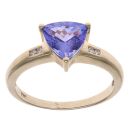 14ct Yellow Gold 0.05ct Diamond and Tanzanite Single Stone Ring