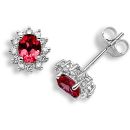18ct White Gold Diamond 0.19ct Ruby 1.04ct Stud Earrings