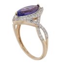 9ct Yellow Gold 0.30ct Brilliant Cut Diamond and Tanzanite Cluster Ring