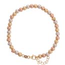 18ct Yellow, White and Rose Gold Bead Bracelet 7"