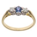 18ct Yellow Gold 0.20ct Brilliant Cut Diamond and Sapphire Ring