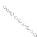 Silver Diamond Cut Hearts Anklet Bracelet 10"