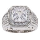Silver Cubic Zirconia Cluster Signet Ring By Icesia