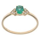 9ct Yellow Gold 0.04ct Diamond and Emerald Ring