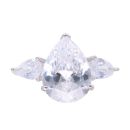 Silver Cubic Zirconia Pear Shaped Dress Ring by Icesia