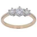 9ct Yellow Gold 0.75ct Brilliant Cut Diamond Trilogy Ring