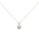 18ct Yellow Gold 1.00ct Brilliant Cut Diamond Cluster Pendant and Chain 18"