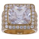 18ct Yellow Gold Cubic Zirconia Cluster Signet Ring