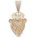 9ct Yellow Gold Cubic Zirconia Lioness With Crown Pendant