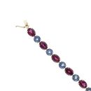 9ct Yellow Gold Blue and Pink Gemstone Bracelet 7"