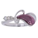 18ct White Gold 0.15ct Brilliant Cut Diamond And Purple Coated Metal Fancy Ring