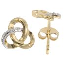 Gold Plated Silver Diamond Trefoil Stud Earrings