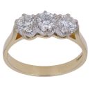 18ct Yellow Gold 1.00ct Round Brilliant Cut Diamond Trilogy Ring