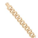 14ct Yellow Gold Monaco Patterned Curb Alternate Flex Lock Bracelet 8.5"