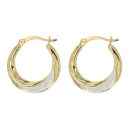 Gold Plated Silver Cubic Zirconia Two Tone Creole Earrings