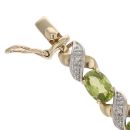 9ct Yellow Gold 0.05ct Diamond and Peridot Bracelet 7.5"