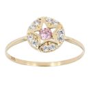 14ct Yellow Gold Cubic Zirconia Pink Gemstone Star Ring