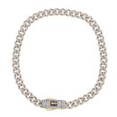 14ct Yellow Gold Monaco Classic Pave Lock Curb Bracelet 7.5"