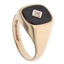 9ct Yellow Gold 0.01ct Diamond and Onyx Signet Ring