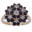9ct Yellow Gold 0.05ct Diamond and Sapphire Cluster Ring