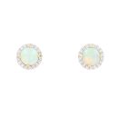 18ct Yellow Gold 0.15ct Diamond And Opal Cluster Stud Earrings