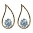9ct Yellow and White Gold Aquamarine Stud Earrings