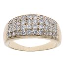 9ct Yellow Gold Cubic Zirconia Four Row Ring