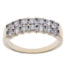 9ct Yellow Gold White Sapphire Two Row Fancy Ring