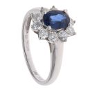 18ct White Gold 0.61ct Brilliant Cut Diamond and Sapphire Cluster Ring
