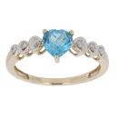 9ct Yellow Gold 0.06ct Diamond And Created Topaz Heart Ring