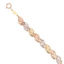 18ct Yellow, White and Rose Gold Fancy Bracelet 6.5"