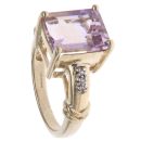 9ct Yellow Gold Amethyst and Cubic Zirconia Ring