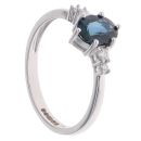 9ct White Gold 0.09ct Diamond and Sapphire Ring