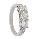 18ct White Gold 1.80cts Old Cut Diamond Trilogy Ring by Anya Belle