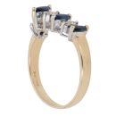 18ct Yellow Gold 0.10ct Diamond and Sapphire Wishbone Ring