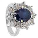 9ct White Gold 1ct Diamond And Sapphire Cluster Ring