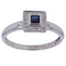 18ct White Gold 0.10ct Single Cut Diamond and Sapphire Cluster Ring