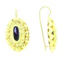 14ct Yellow Gold Oval Purple Stone Earrings