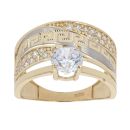 14ct Yellow And White Gold Cubic Zirconia Stone Set Ring