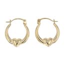 9ct Yellow Gold Crystal Heart Creole Earrings