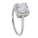 Silver Square Cubic Zirconia Halo Ring by Icesia