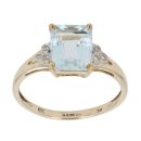 9ct Yellow Gold 0.05ct Diamond and Aquamarine Ring
