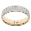 14ct Yellow And White Gold Greek Key Wedding Band 6mm