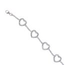 Silver Cubic Zirconia Heart 8" Bracelet by Icesia
