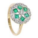 18ct Yellow Gold Diamond And Emerald Vintage Cluster Ring
