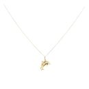 9ct Yellow Gold Double Dolphin Pendant And Chain 18"