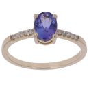 9ct Yellow Gold 0.10ct Diamond And Tanzanite Ring