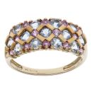 9ct Yellow Gold Pink Aquamarine and Sapphire Fancy Ring